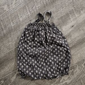 Gray Floral Bubble Romper